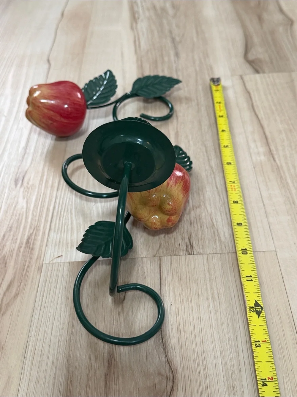 Set of 2 Vintage Apple Wall Candle Sconces Farmhouse Kitchen Country Cottage